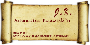 Jelencsics Kasszián névjegykártya
